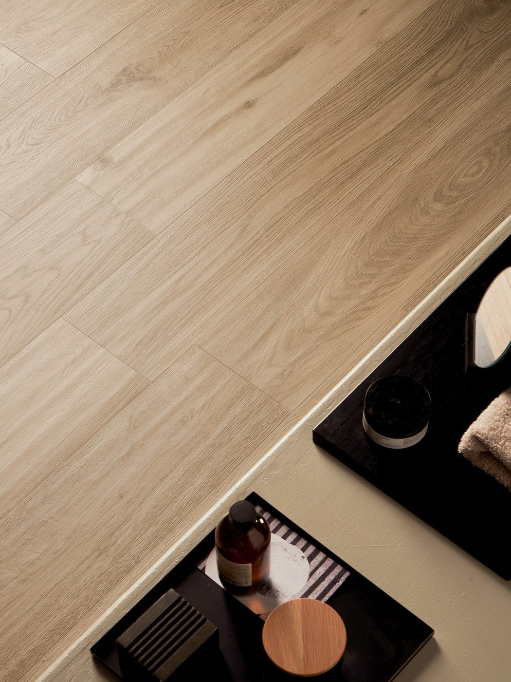 Excalibur Beige Wood Look Porcelain Tile | 8x48" Plank | 3x18" Chevron - Tilevanity.com
